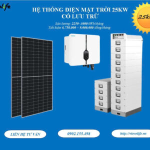 HỆ THỐNG ĐIỆN MẶT TRỜI 25KW CÓ LƯU TRỮ
